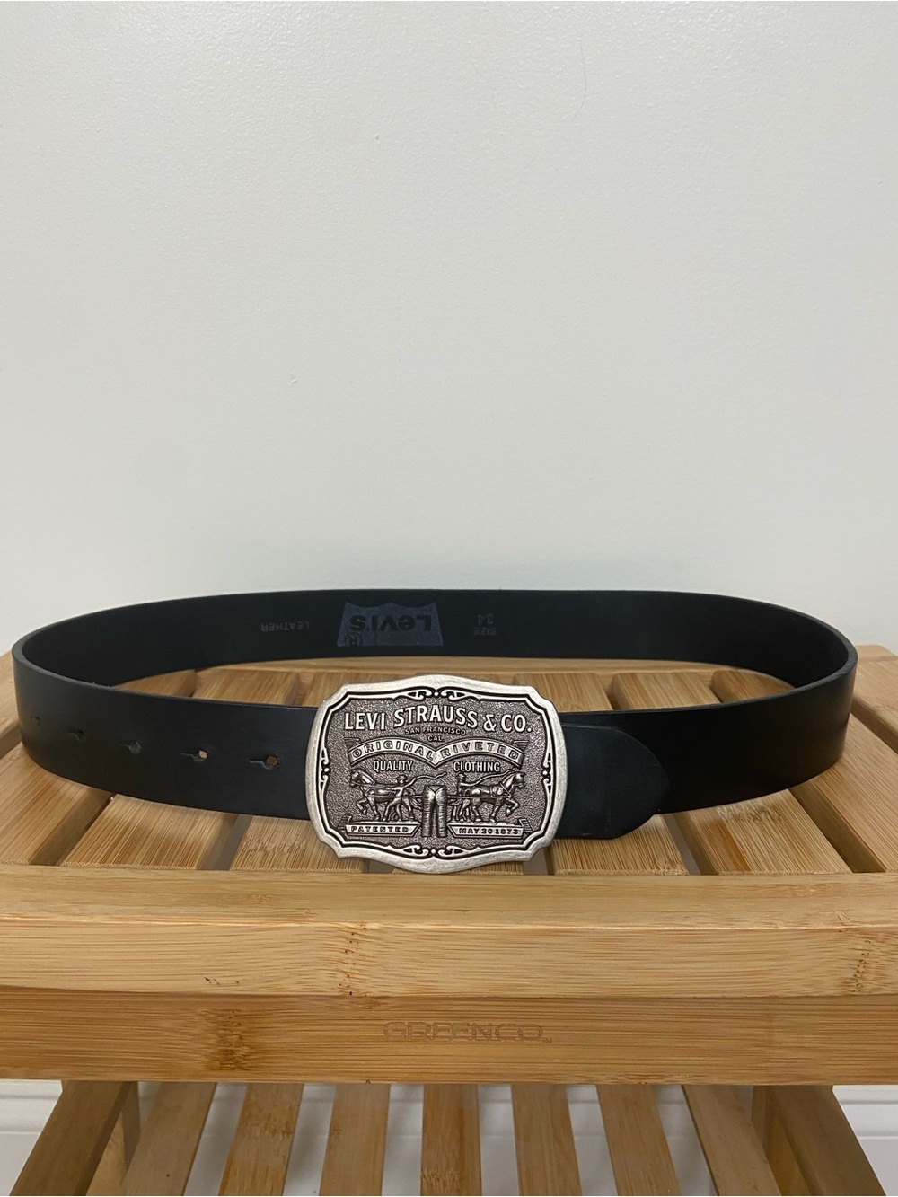 Vintage Levi’s Two Horse Leather Belt 34 Limited Edition Buckle Western